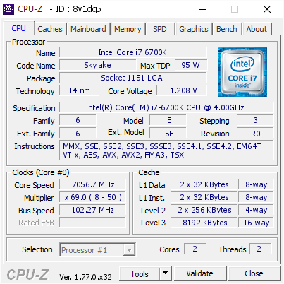 Skylake Z170 CPU frequency 7056mhz